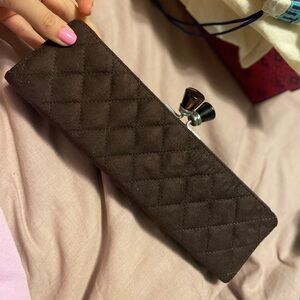 Vintage Sondra Roberts Quilted Dark Brown Clutch